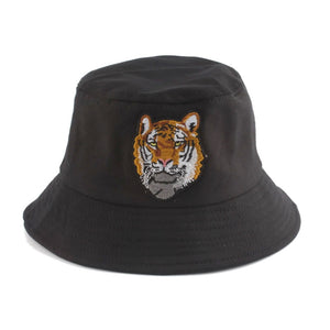 Animal Tiger Embroidery Bucket Hat For Men Women Hip hop Black Cap Summer Fishing Fisherman Hat Panama Bob Hat