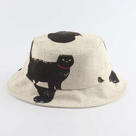 Top Quality 100% Cotton Breathable Bucket Hat Women Summer Cat Print Sun Cap Men Fishing Bucket Hats chapeu pescador
