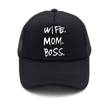 Load image into Gallery viewer, Spring New WIFE MOM BOSS Letters Print Solid Color Simple Baseball Net Hat Outdoor Sunscreen Casual Funny Lady Cap Truck Driver