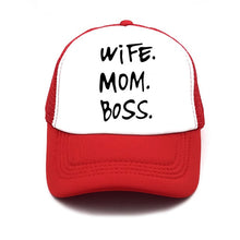 Load image into Gallery viewer, Spring New WIFE MOM BOSS Letters Print Solid Color Simple Baseball Net Hat Outdoor Sunscreen Casual Funny Lady Cap Truck Driver