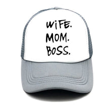 Load image into Gallery viewer, Spring New WIFE MOM BOSS Letters Print Solid Color Simple Baseball Net Hat Outdoor Sunscreen Casual Funny Lady Cap Truck Driver