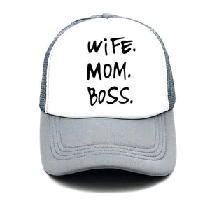 Spring New WIFE MOM BOSS Letters Print Solid Color Simple Baseball Net Hat Outdoor Sunscreen Casual Funny Lady Cap Truck Driver