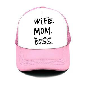 Spring New WIFE MOM BOSS Letters Print Solid Color Simple Baseball Net Hat Outdoor Sunscreen Casual Funny Lady Cap Truck Driver