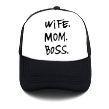 Load image into Gallery viewer, Spring New WIFE MOM BOSS Letters Print Solid Color Simple Baseball Net Hat Outdoor Sunscreen Casual Funny Lady Cap Truck Driver