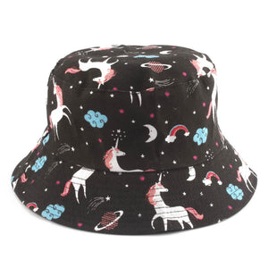 Panama Bucket Hat Women Casual Summer Cap Cartoon Print Two Sides Wear Fishing Hat chapeu pescador