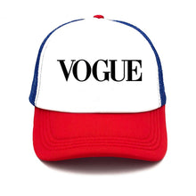 Load image into Gallery viewer, fashion VOGUE print Unstructured summer Baseball cap truck driver Hat Adjustable men women net Cap Band black white Visor hat
