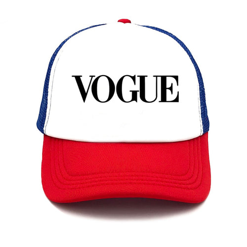 fashion VOGUE print Unstructured summer Baseball cap truck driver Hat Adjustable men women net Cap Band black white Visor hat
