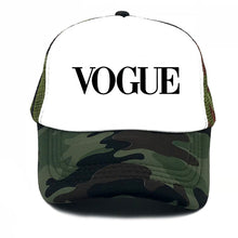 Load image into Gallery viewer, fashion VOGUE print Unstructured summer Baseball cap truck driver Hat Adjustable men women net Cap Band black white Visor hat