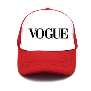 fashion VOGUE print Unstructured summer Baseball cap truck driver Hat Adjustable men women net Cap Band black white Visor hat
