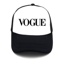 Load image into Gallery viewer, fashion VOGUE print Unstructured summer Baseball cap truck driver Hat Adjustable men women net Cap Band black white Visor hat