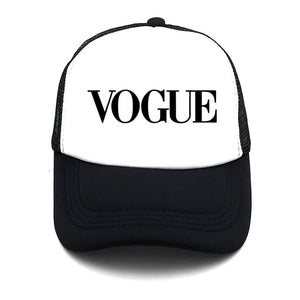 fashion VOGUE print Unstructured summer Baseball cap truck driver Hat Adjustable men women net Cap Band black white Visor hat