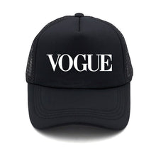 Load image into Gallery viewer, fashion VOGUE print Unstructured summer Baseball cap truck driver Hat Adjustable men women net Cap Band black white Visor hat
