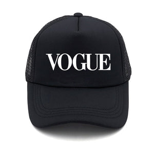 fashion VOGUE print Unstructured summer Baseball cap truck driver Hat Adjustable men women net Cap Band black white Visor hat