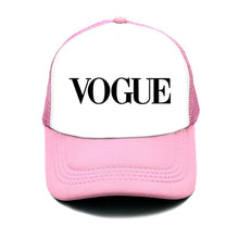Load image into Gallery viewer, fashion VOGUE print Unstructured summer Baseball cap truck driver Hat Adjustable men women net Cap Band black white Visor hat