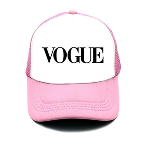 fashion VOGUE print Unstructured summer Baseball cap truck driver Hat Adjustable men women net Cap Band black white Visor hat