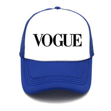 Load image into Gallery viewer, fashion VOGUE print Unstructured summer Baseball cap truck driver Hat Adjustable men women net Cap Band black white Visor hat