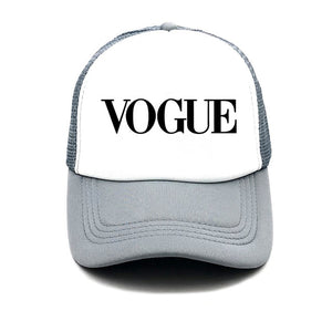 fashion VOGUE print Unstructured summer Baseball cap truck driver Hat Adjustable men women net Cap Band black white Visor hat