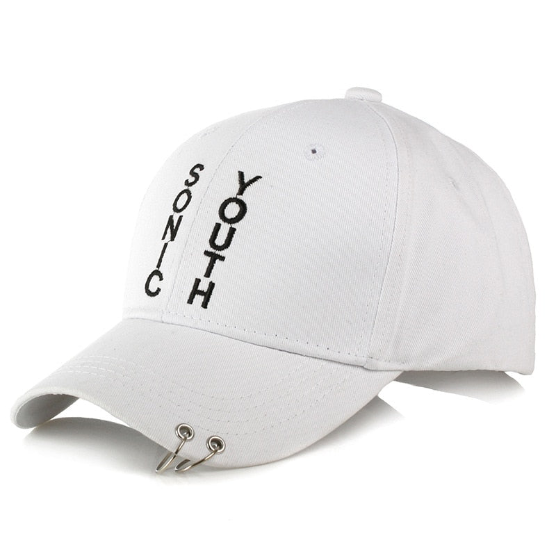 2019 Unisex Embroidery sonic Youth Letter Baseball Cap Man and woman Snapback Hip Hop Flat Hat Black White Hot dad cap