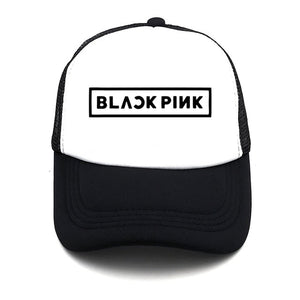 Spring new BLACK PINK Letters Print solid color simple baseball net cap outdoor sunscreen casual funny lady cap truck driver cap