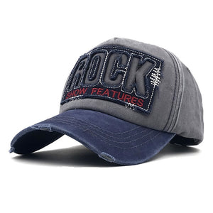 Drop Shipping 2019 High Quality Letter ROCK Embroidery Cotton Baseball Cap For Men Women Gorras Snapback Outdoor Sport Sun Hat