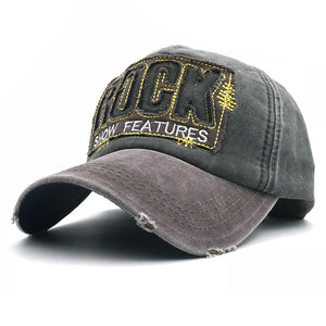 Drop Shipping 2019 High Quality Letter ROCK Embroidery Cotton Baseball Cap For Men Women Gorras Snapback Outdoor Sport Sun Hat