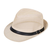 Load image into Gallery viewer, 2019 Summer Beach Sun hats sunscreen Straw Hat Men Women Panama Mesh belt top Caps Jazz Fedora Hat 58cm size