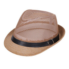 Load image into Gallery viewer, 2019 Summer Beach Sun hats sunscreen Straw Hat Men Women Panama Mesh belt top Caps Jazz Fedora Hat 58cm size