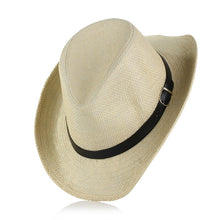 Load image into Gallery viewer, 2019 Summer Hats For Women Wide Brim Straw Hat With Belt Beach Sun Hat Men Cowboy Cap Visor Jazz Cap Sombrero Panama Beach hat