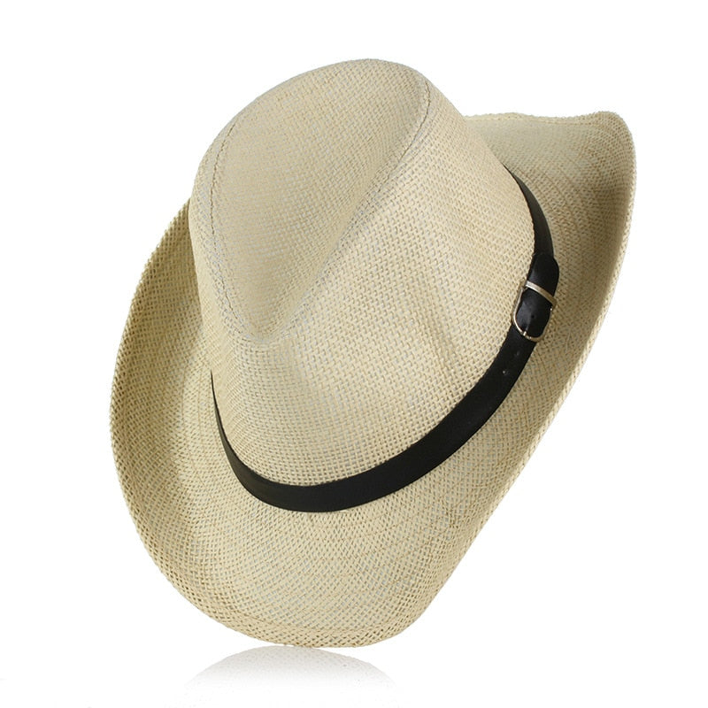 2019 Summer Hats For Women Wide Brim Straw Hat With Belt Beach Sun Hat Men Cowboy Cap Visor Jazz Cap Sombrero Panama Beach hat
