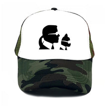 Load image into Gallery viewer, Karl and his cat print woman&#39;s summer baseball cap Karl WHO stylish man&#39;s truck mesh net Snapback cap