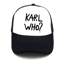 Load image into Gallery viewer, Karl and his cat print woman&#39;s summer baseball cap Karl WHO stylish man&#39;s truck mesh net Snapback cap